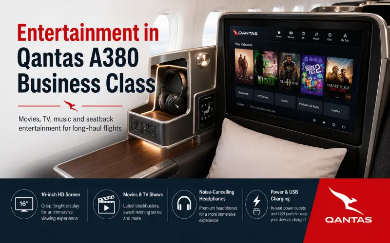 entertainment in qantas a380 business class