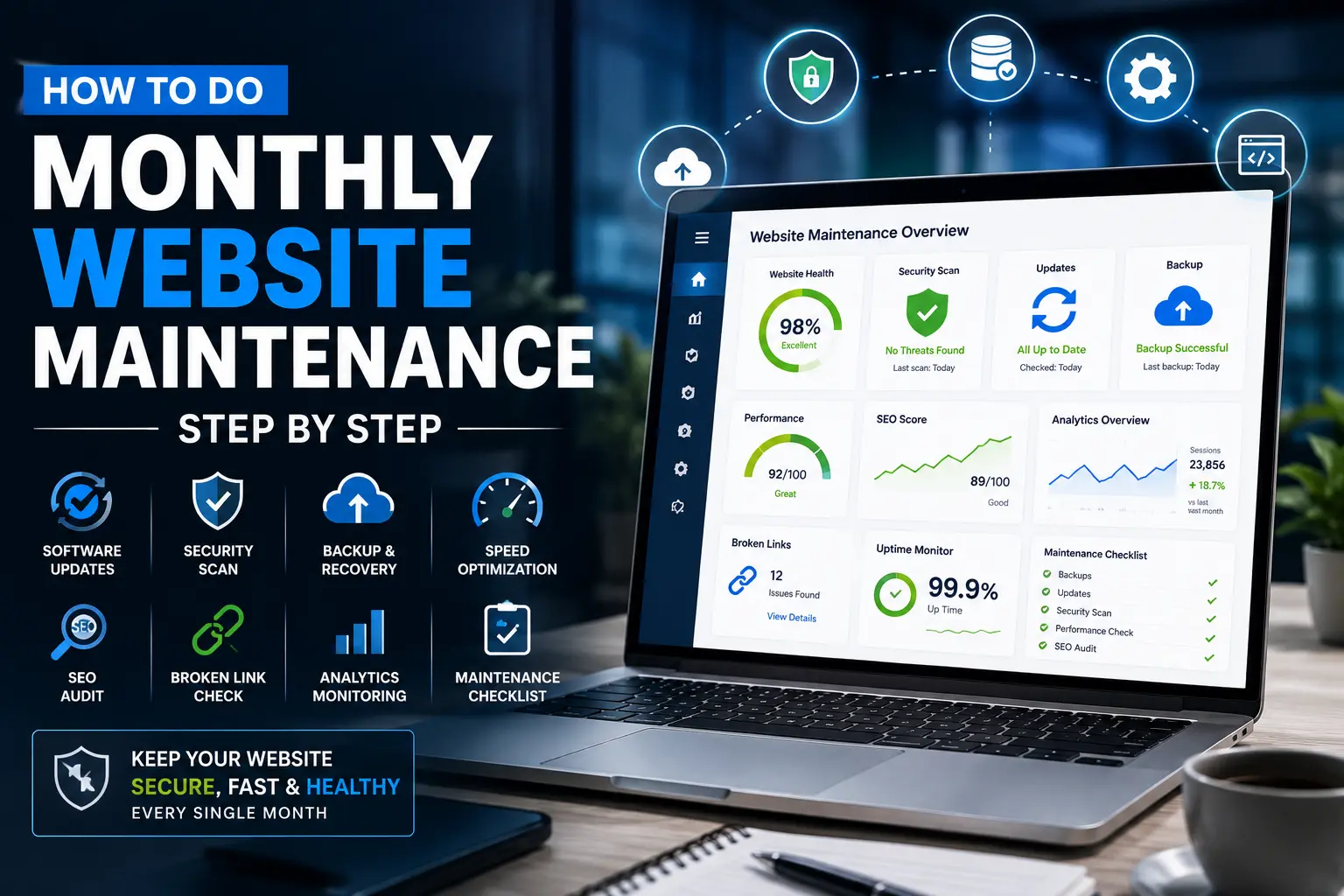 how to do monthly website maintenance step by step