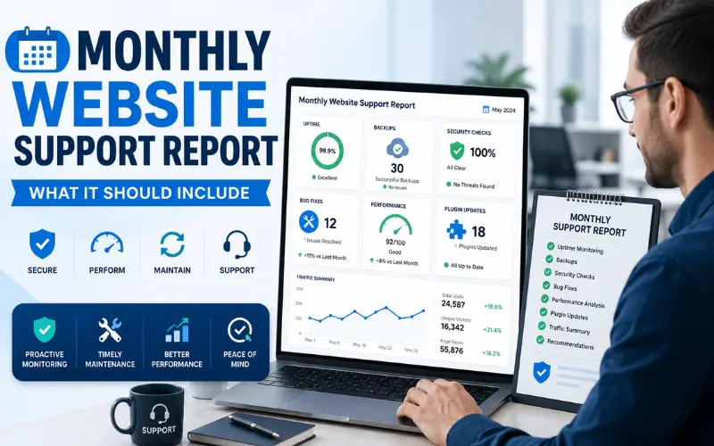 monthly website support report what it should include