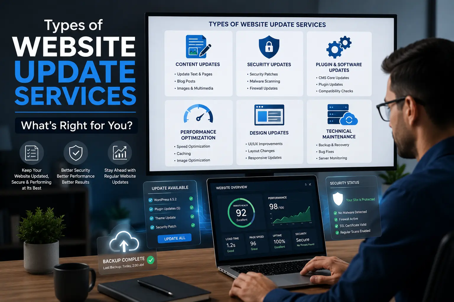 types of website update services